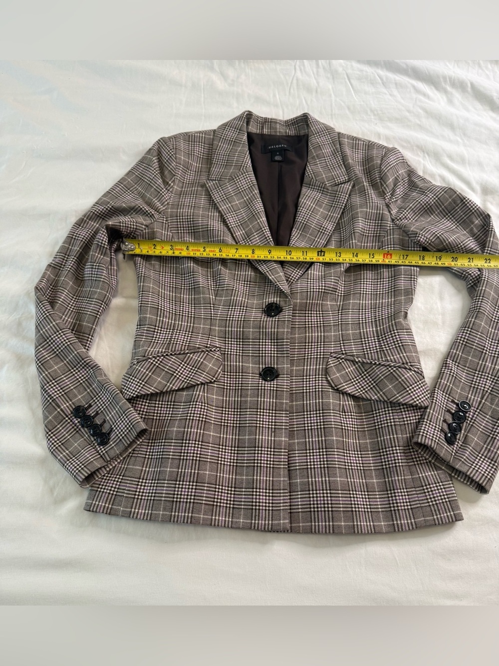 Halogen Prince of Wales Plaid Tailored Blazer Office Heritage Equestrian Size 6 - Picture 12 of 13